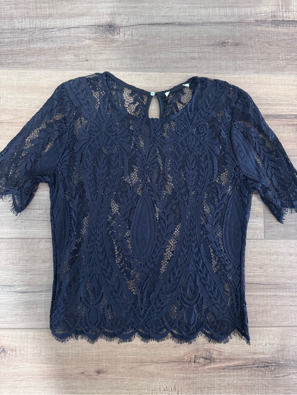 Forever 21 Black Lace Short Sleeve Blouse